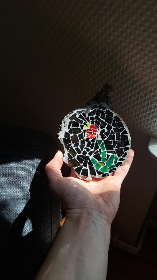 Flower Coaster | Reclaimed Wood & Glass Mosaic