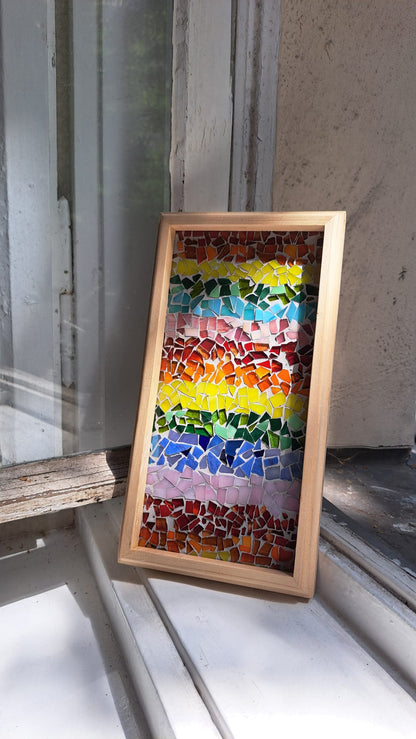 Rainbow | Reclaimed Wood & Glass Mosaic