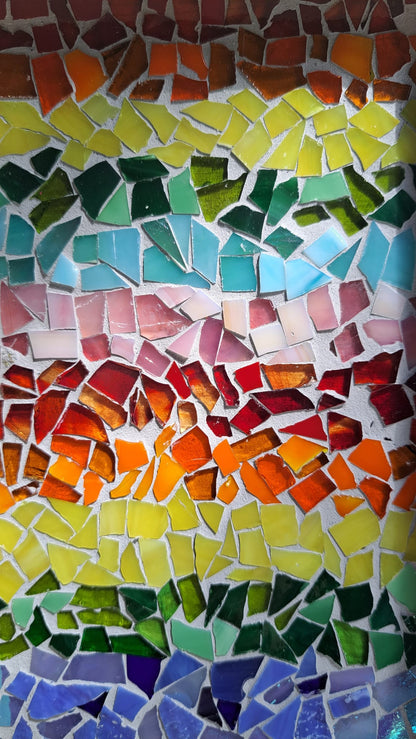 Rainbow | Reclaimed Wood & Glass Mosaic