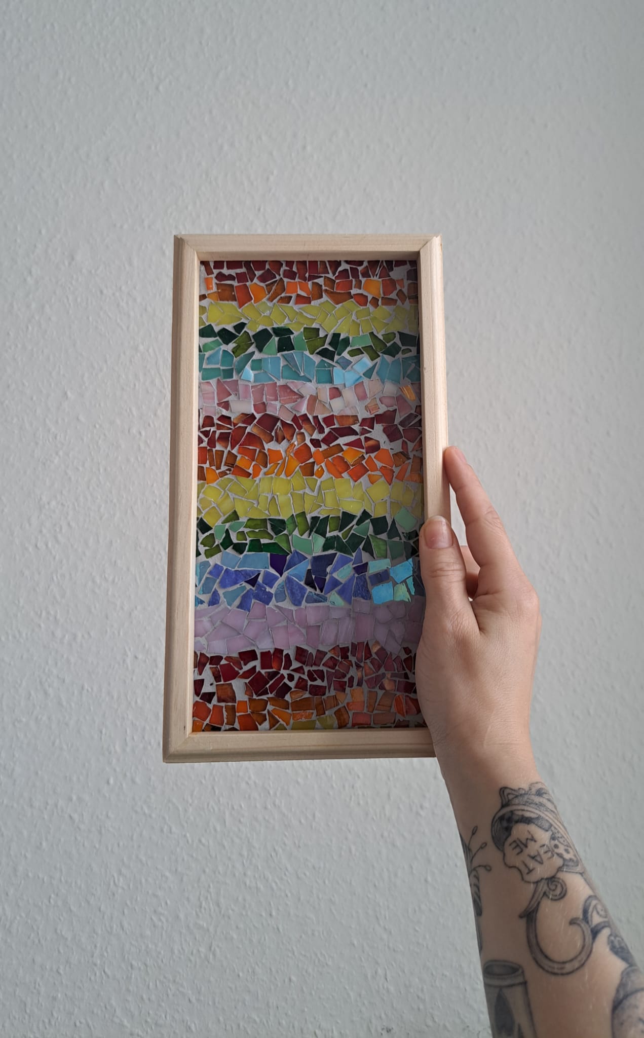 Rainbow | Reclaimed Wood & Glass Mosaic