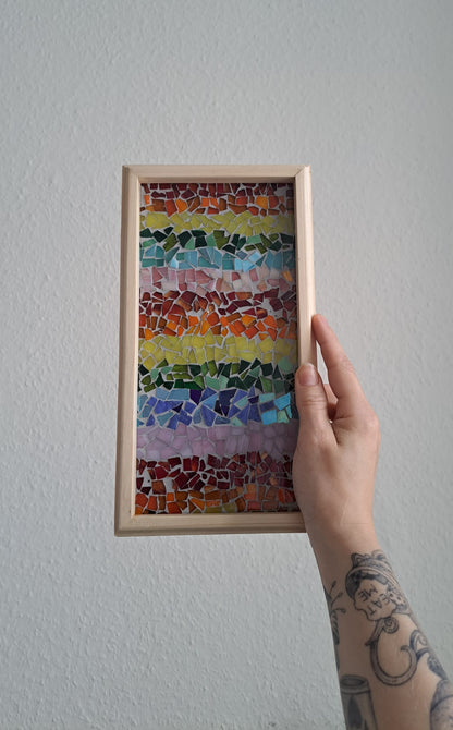 Rainbow | Reclaimed Wood & Glass Mosaic
